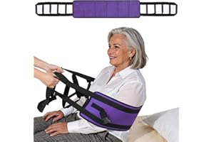 Rhino Valley Transfer Sling, Gait Belt with 10 Padded Handles, 9.7" Extra Wide Transfer Belt for Seniors, 330lbs Heavy Duty L