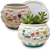 Wehous Hot Air Balloon Embossed Silicone Planter Mold, Unique Candle Holder Bowl Container Resin Concrete Cement Mold, Storage Jar Succulent Pot Jewelry Trinket Holder Molds DIY Art Craft Decor