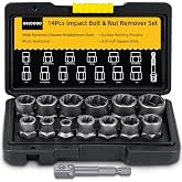Bolt Extractor Kit, 14 PCS Impact Bolt &amp; Nut Remover Set with 3/8 Inch Adapter, Upgrade Stripped Bolt Extractor Socket Set with Portable Tool Box, Easy Out for Rusted, Damaged, Round Bolt Nuts Screws