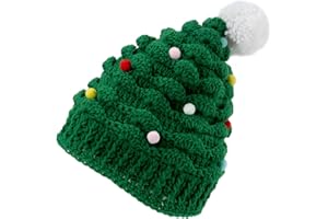 KINBOM Christmas Tree Hat, Cute Unisex Christmas Knitted Crochet Hat Green Beanie Santa Hat for Women Men Adults Party Daily