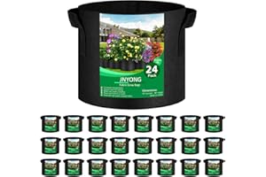 JNYONG 24-Pack 5 Gallon Thickened Non-Woven Grow Bags, Aeration Fabric Pots with Handles