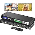 Yinker 4K 30Hz HDMI Matrix Video Wall Controller Multiviewer 8x8, Rack Mount Switcher Splitter Supports 2x2 Splicing & PIP & Audio Embedding & 90°,180°,270°Rotate & Web GUI & APP Control