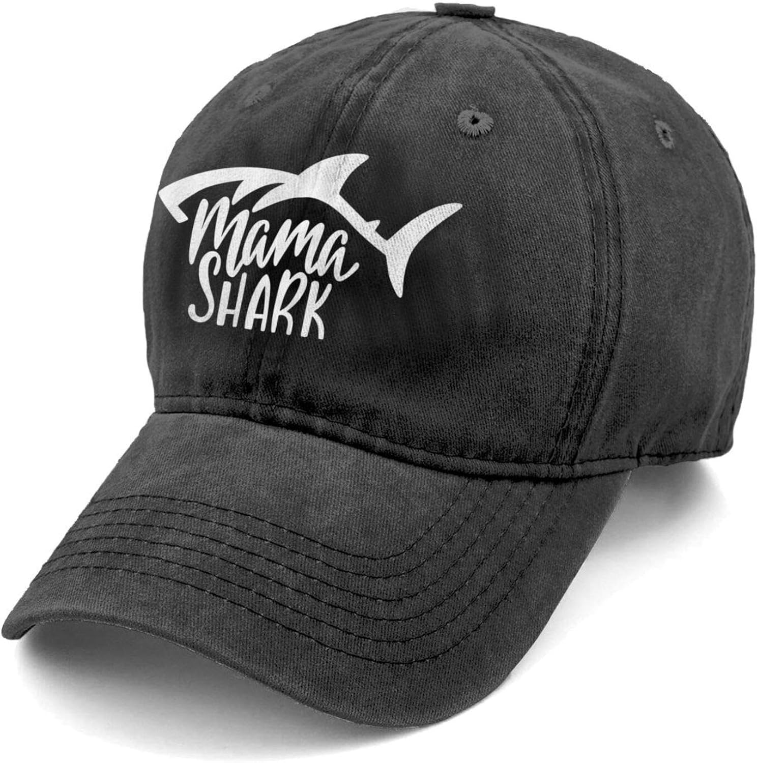 KKMKSHHG Mama Shark Baseball Cap, Washed Cotton Adjustable Dad Denim Hats for Women (Mama Shark, One Size) at  Men’s Clothing store