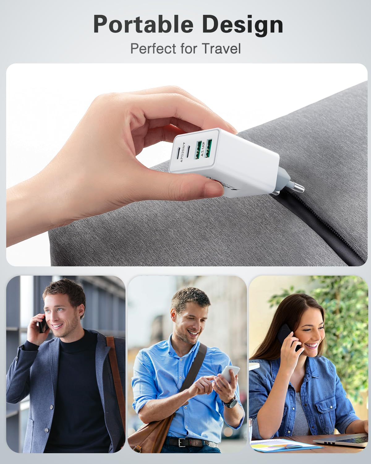 USB C Ladegerät, 40W 4 Ports Schnellladegerät, Mehrfach Stecker Mit Power Adapter Fast Charger Netzteil für iPhone 17 16 15 14 13 12 11 Pro Max, iPad, Samsung, Handys 6