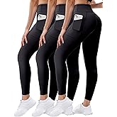 Noblarm 3 Pack Leggings with Pockets for Women,High Waisted Tummy Control Soft Yoga Pants for Workout,Active,Running,Lounge