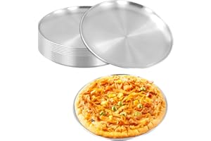 JAPCHET 15 Pack 8 Inch Stainless Steel Pizza Pan, Round Pizza Plates, Pizzas Serving Tray for Oven Kitchen Baking Home Restau