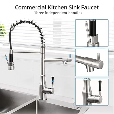 Buy Yitahome Commercial Kitchen Faucet With Pull Down Sprayer And Pot Filler 2 Handle Heavy Duty Brass Spring Kitchen Sink Faucet Dual Spout Pre Rinse Faucet For Kitchen Sink Farmhouse Brushed Nickel Online