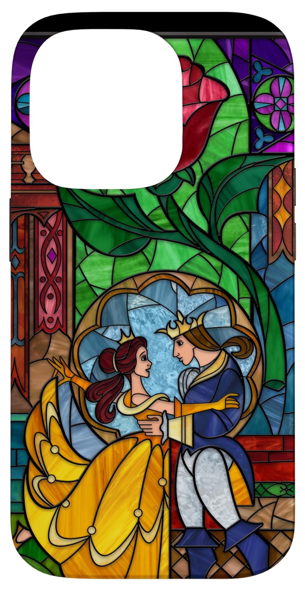Disney Beauty and The Beast Belle and Prince Stained Glass Case for iPhone 14 Pro