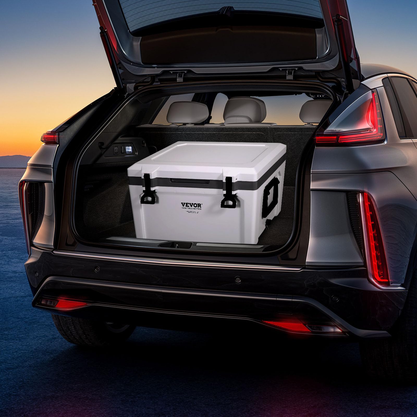 VEVOR Ultra-Light Hard Cooler, Ice Retention Cooler with Heavy Duty Handle, Ice Chest Lunch Box for Camping, Travel, Outdoor, Keeps Cool for up to 6 Days, 30% Lighter Than Rotomolded Coolers
