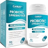 CANLIST Probiotics 180 Billion CFUs 18 Strains, 3 Prebiotics &amp; Digestive Enzymes for Men Women,Digestive &amp; Immune Support,Shelf Stable Non-GMO 90 Capsules