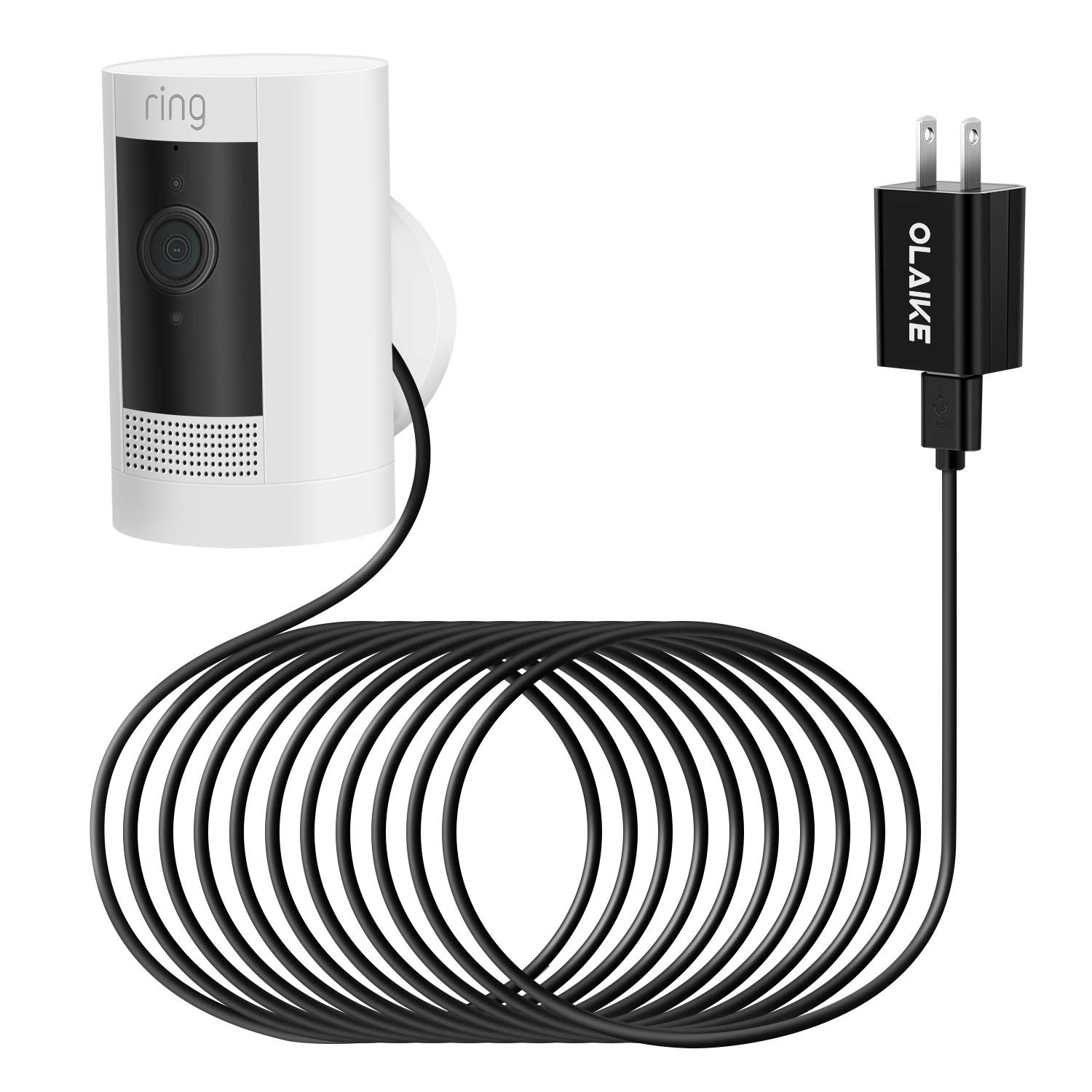 OLAIKE 5m/16ft Charge Cable with DC Power Adapter Compatible with Stick Up Cam Battery/Plug-in 3rd Gen/2nd Gen & Spotlight Cam Battery,Weatherproof Cable to Continuously Charge Your Camera,Black