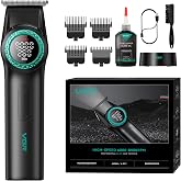 VGR 977 Cordless Hair Trimmer for Men with Zero-Gap T-Blade, Black | 8000 RPM; 21 speed; 2500mAh battery; 260min runtime; charging base; carbon steel blade; cleaning brush; charging cable