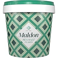 Maldon Salt, Sea Salt Flakes, 20 oz (570 g), Resealable Tub, Kosher, Natural, Handcrafted, Gourmet, Pyramid Crystals