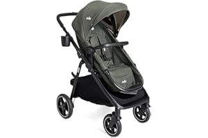Joie Ginger lx 4-in-1 One-Hand Pramette Stroller - Easy Convertible Pramette and Stroller with a One-Hand Pramette Conversion, for Newborns to Toddlers (Evergreen)