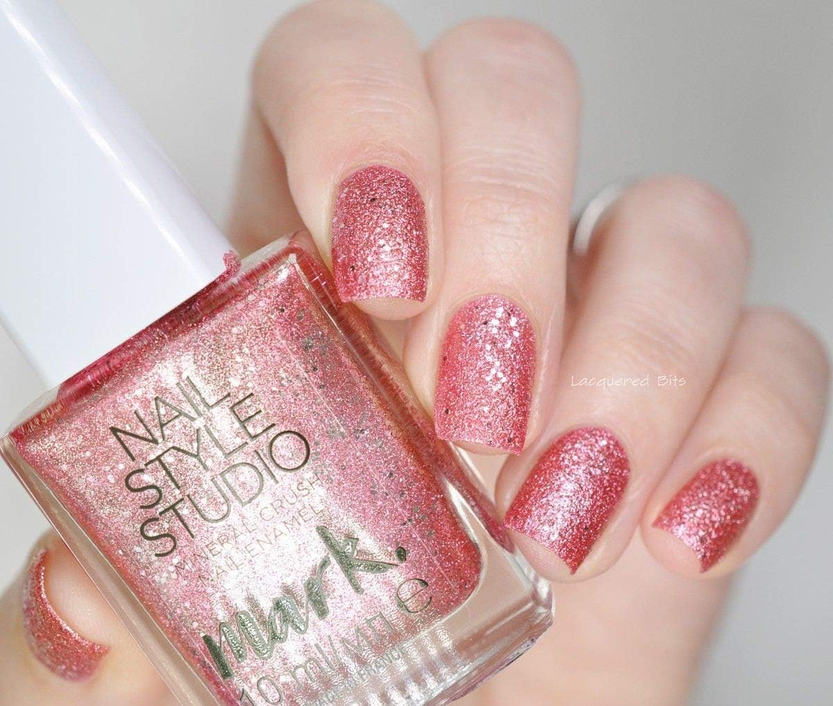 Avon Mineral Crush Sparkly Glitter Party Nail Polish Varnish Mark Nail Studio Rose Quartz