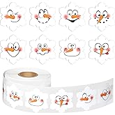 Zonon 600 Pieces 1.5 Inch Christmas Snowflake Snowman Stickers Winter Face Roll Holiday Seal Card Labels Classroom Teacher Reward, Faces Decals for Kids Xmas Winter Birthday Party Favor