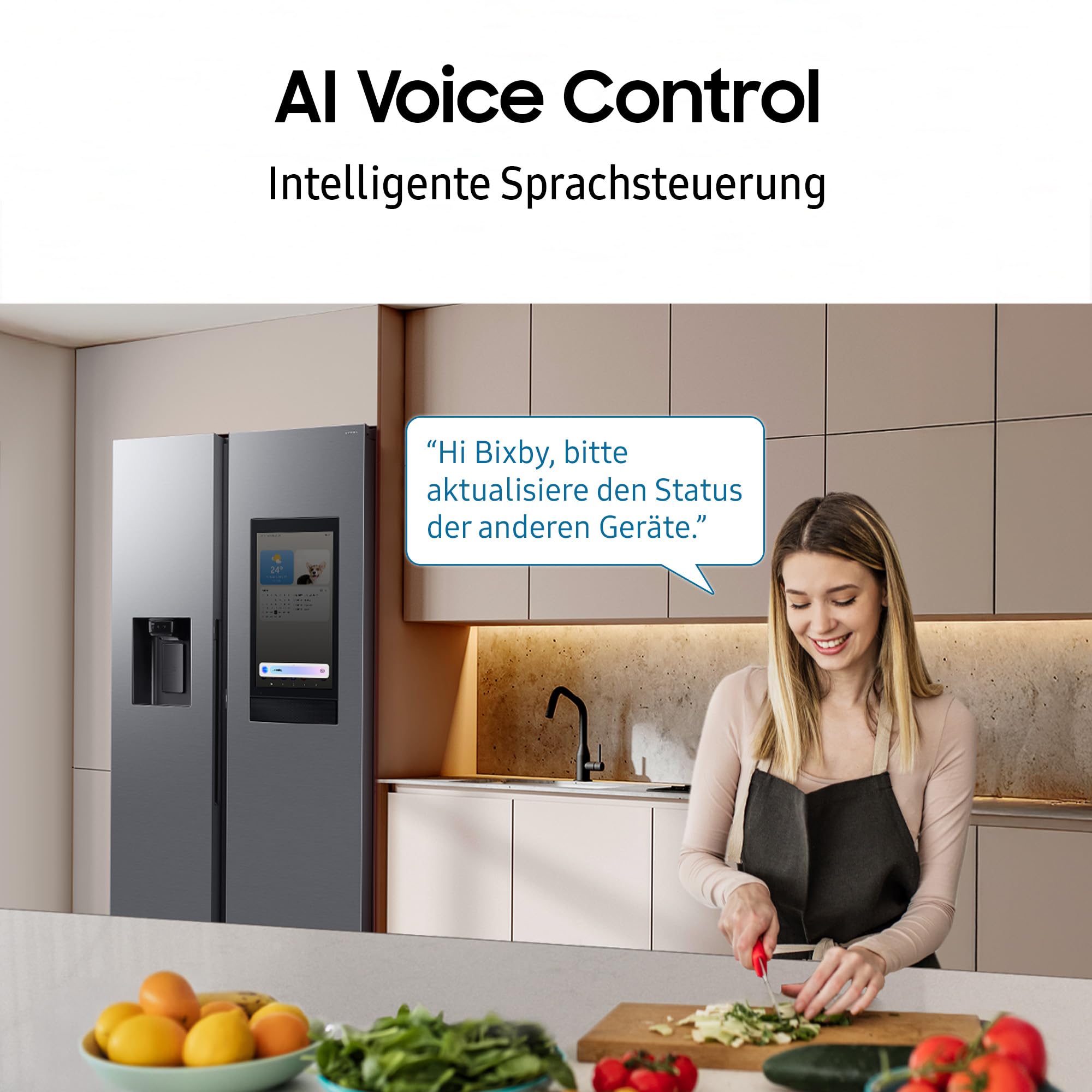 Samsung RS90F66BEFEF Side-by-Side Kühl-Gefrierkombination, AI Kühlschrank mit Gefrierfach, 178 cm, 614 l, Eis-/Wasserspender mit Wasseranschluss, Family Hub, AI Energy & Voice Control, Black Steel 6