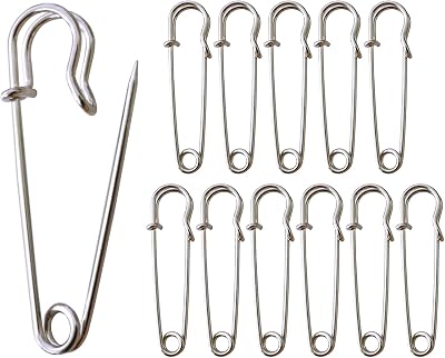 Redamancy 12x Large Safety Pins 2.5" Kilt Blanket Pins Stainless Steel Nickel
