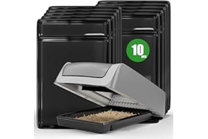LEAPBOB Disposable Litter Tray Compatible with Pet-Safe Scoop-Free Self-Cleaning Cat Litter Boxes - Easy to Clean Durable Litter Box Tray(10 Pieces, Black)