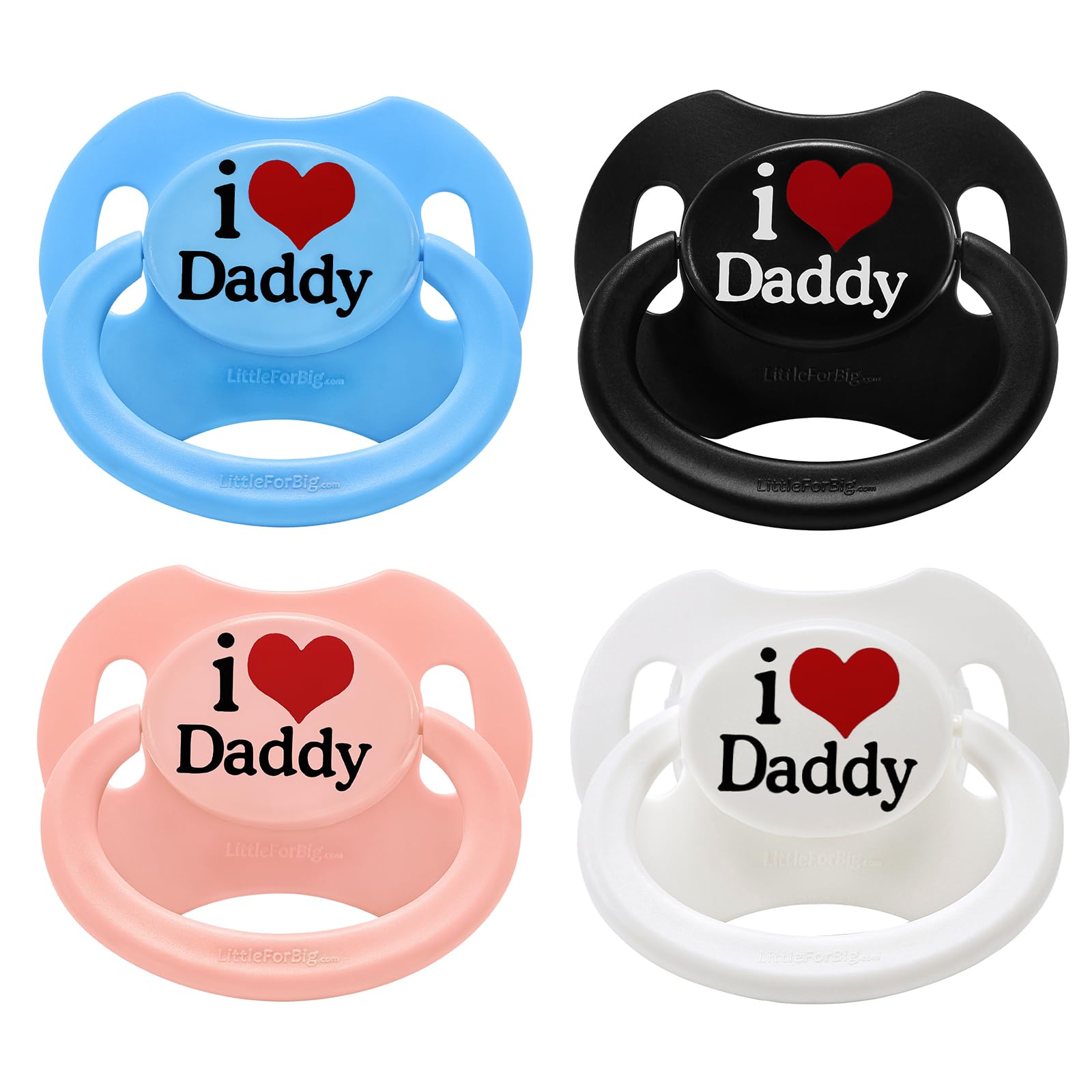LittleForBig Bigshield Generation-II Adult Sized Printed Pacifier Set I Love Daddy Pattern 4-Pack