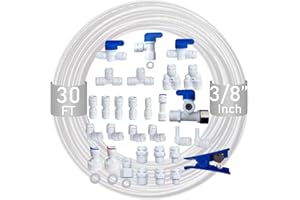 ESHIONG NSF Certified 3/8" O.D. Push to Connect Fittings for RO (Reverse Osmosis) Water Filter 30 pcs+30 feet 3/8" Water tubi