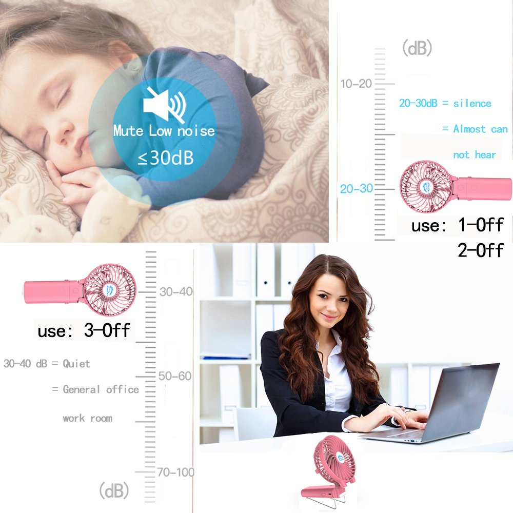 Small Handheld Fan,HandFan USB Rechargeable Fan mini Portable Fan Power Personal Fan Collapsible Electric Fan Desk Fan with 4000mA Mobile Battery for Stroller Camping Tent Dorm Office(Pink rabbit)