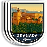 (3Pcs 3X3) Granada Spain Stickers - Spain Travel Sticker - Granada Travel Gift - Tourism Souvenir - Decals for Luggage - Suitcase - Scrapbook - Laptop - Water Bottle