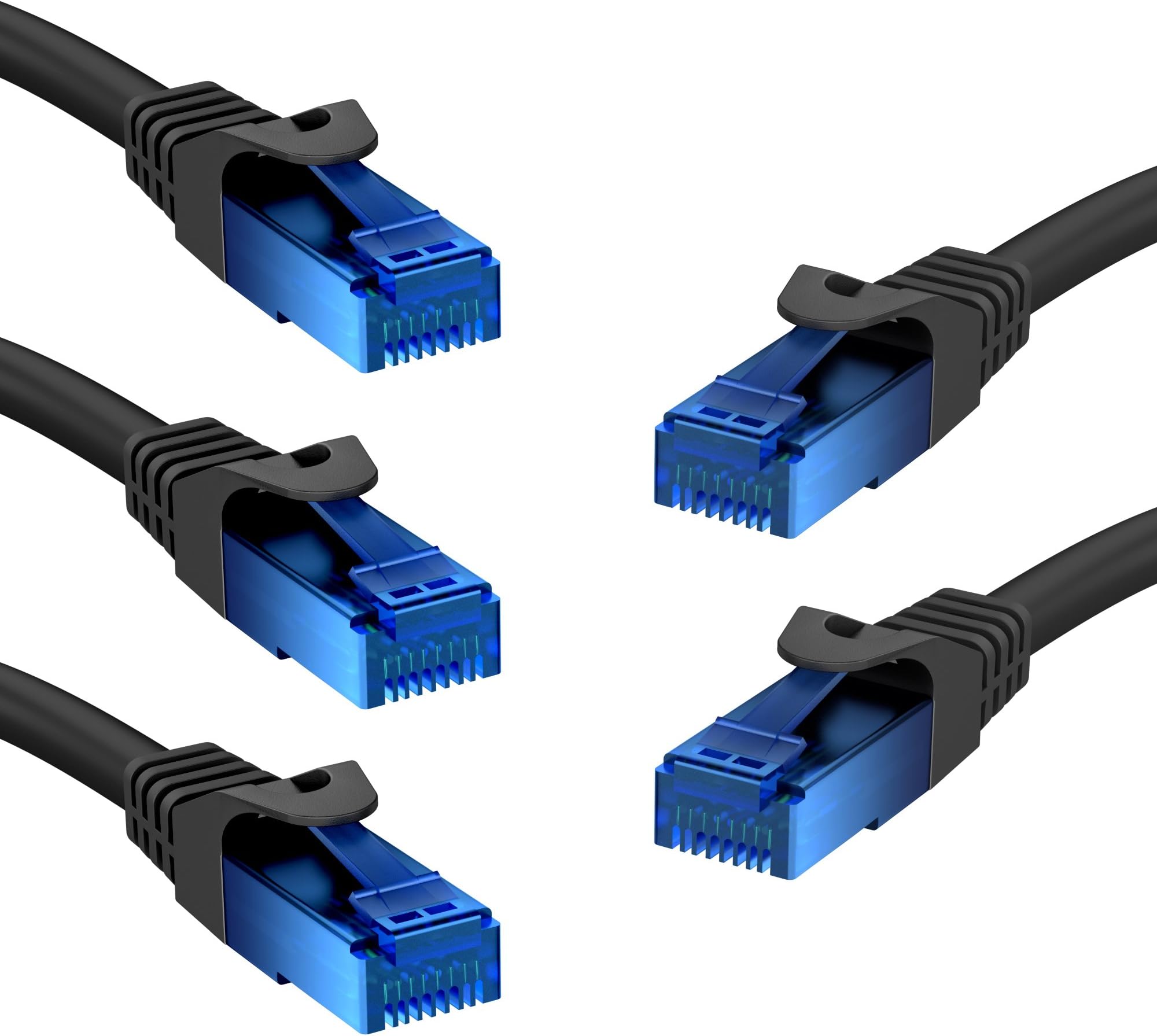 KabelDirekt – 0.5m x5 – Ethernet, patch & network cable (transfers gigabit internet speed, ideal for 1Gbps networks/LANs, routers, modems, switches, RJ45 plug (blue), black)
