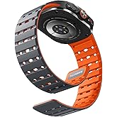 Bandletic Magnetic Silicone Band Compatible with Samsung Galaxy Watch Ultra 47mm Bands 2025/2024, Rugged Thin Soft Waterproof Sport Strap Replacement Wristbands for Men Women, Space Gray/Orange