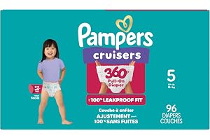 Pampers Cruisers 360° Fit Couches-culottes jetables, taille 5, paquet de 96, Couches jetables avec ceinture extensible