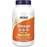 NOW Foods Supplements, Omega 3-6-9 1000 mg with a blend of Flax Seed, Evening Primrose, Canola, Black Currant and Pumpkin Seed Oils, 250 Softgels