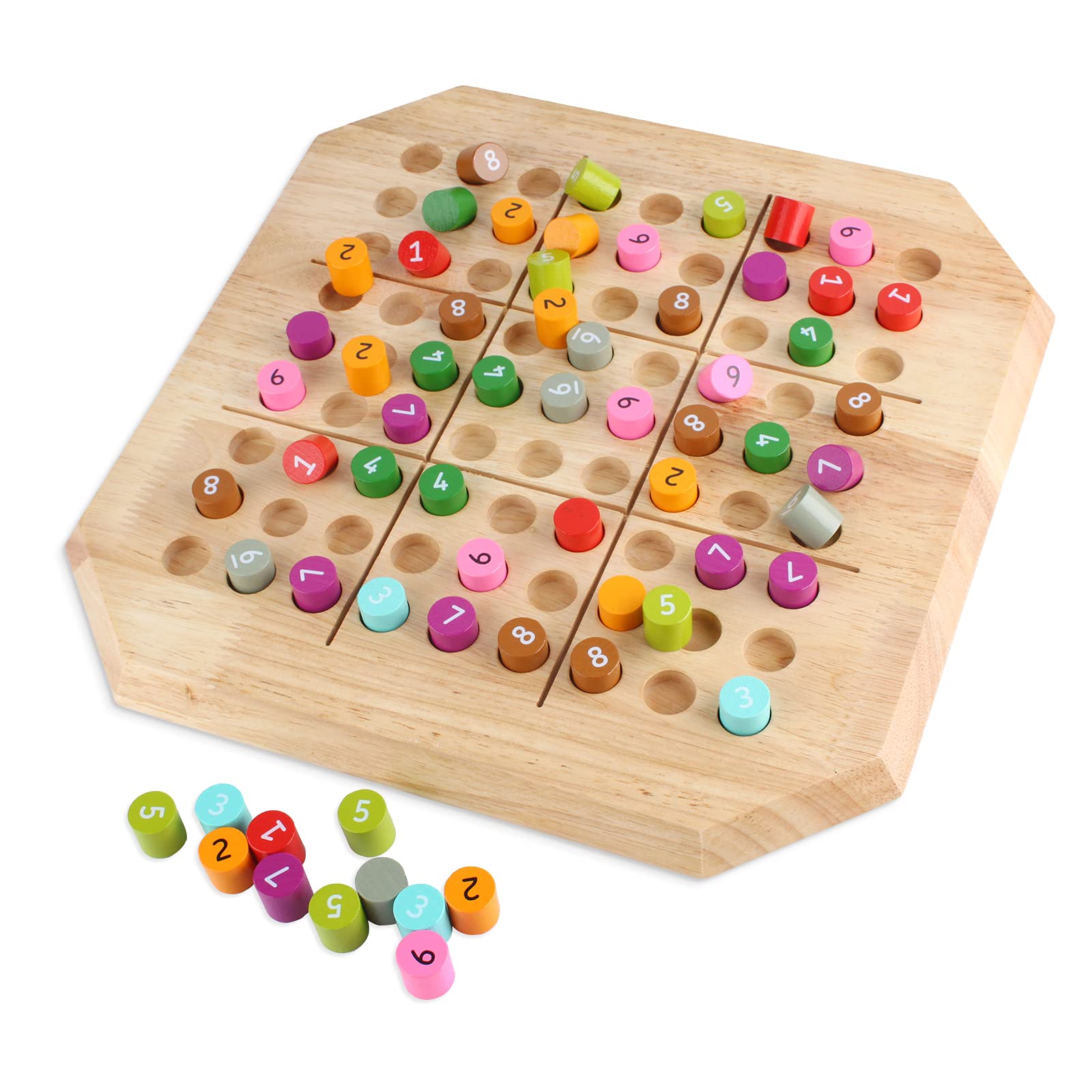 Larcele Wooden Sudoku Puzzle Board Game Math Brain Teaser Toys SD-10(colorful)