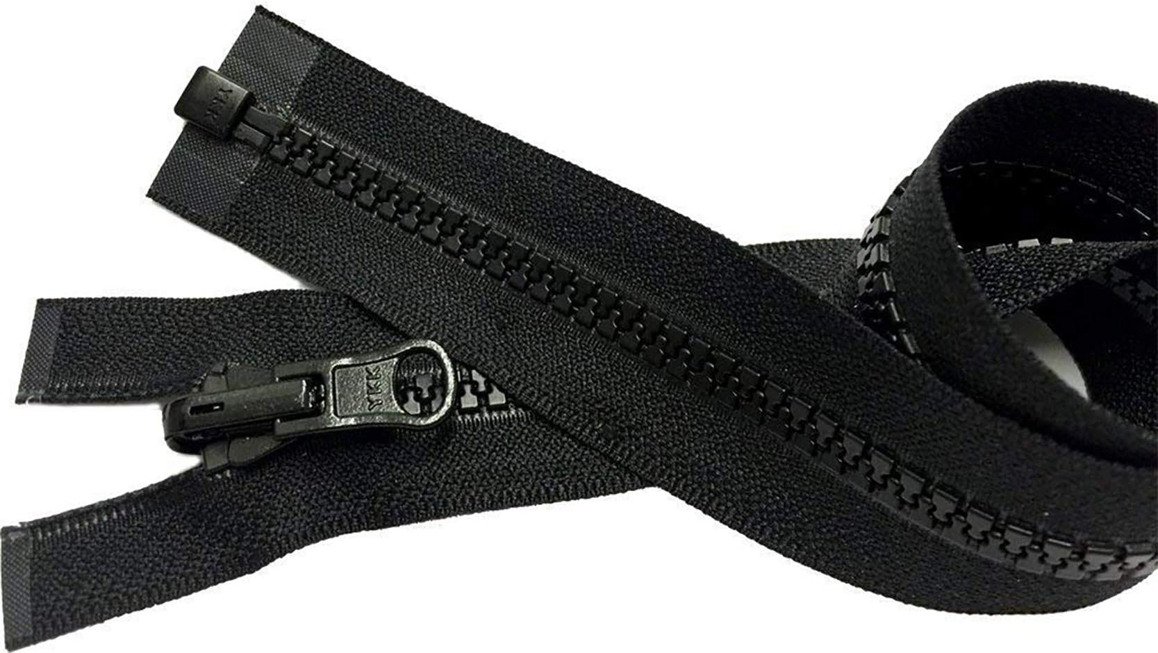 ZipperStop Wholesale YKK - Vislon Jacket Zipper Reversible Slide YKK #5 Molded Plastic Separating End Color Blck Made in USA - Custom Length (25)