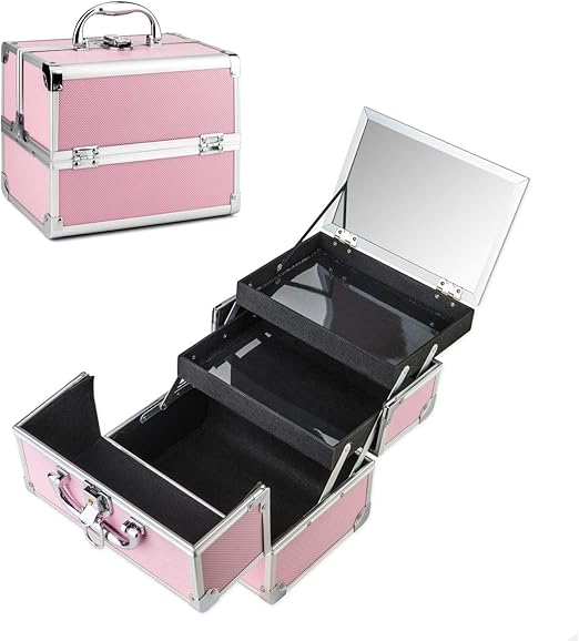 Amasava Makeup Case, Lockable Make up Vanity Cases with Mirror
