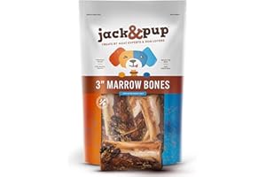 Jack&Pup Beef Marrow Bones for Dogs, 3" Long Lasting Dog Bones for Large and Small Dogs, Natural Beef Bone, Bone Marrow Dog Treats (6 Pack)