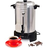 West Bend Commercial Coffee Urn Highly-Polished Aluminum Features Automatic Temperature Control Large Capacity with Quick Brewing Smooth Prep and Easy Clean Up NSF Approved, 55-Cup, Silver