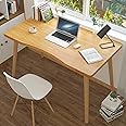 GYMNASTIKA Wooden Color Computer Desk, Ergonomic Design Student Writting Table Simple Style Laptop Table Home Easy Assemble Gaming Desk Suitable for Study Room Office Solid Legs - Spacious Des