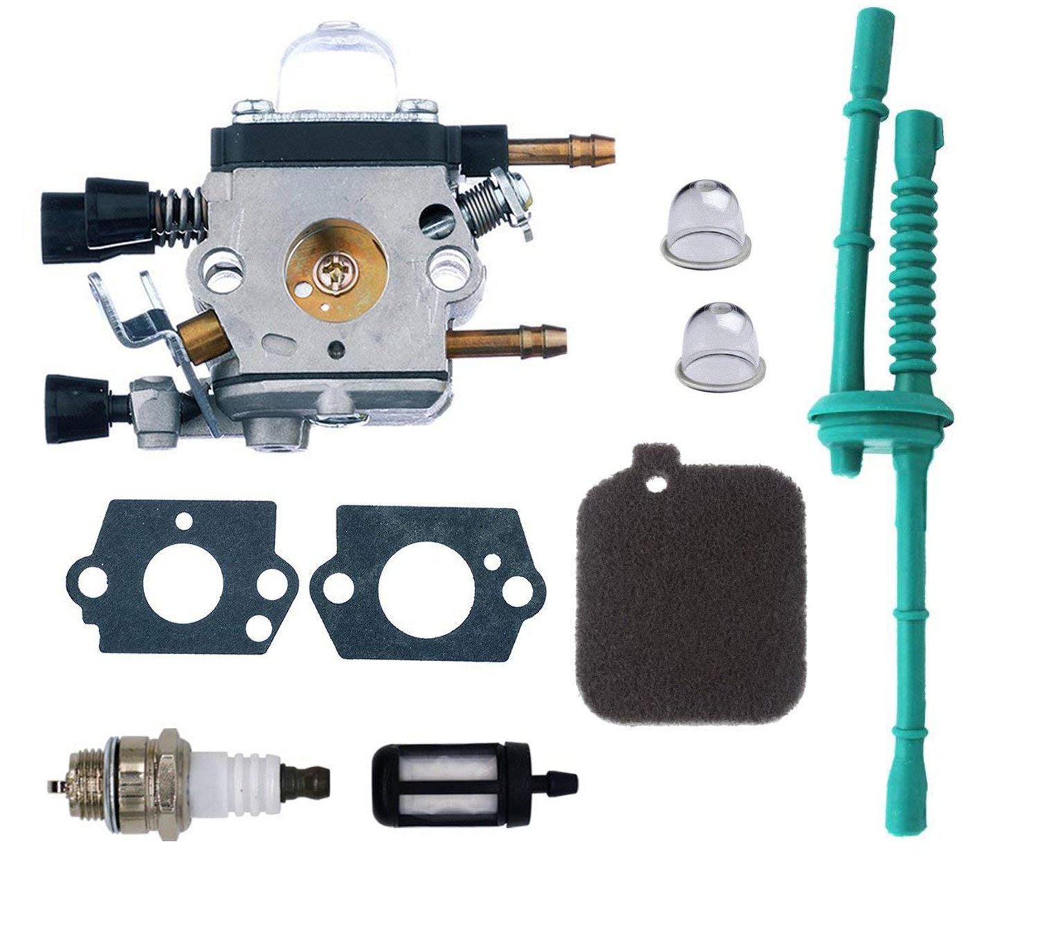 OxoxO Compatible with Carburetor Carb Kit with Primer Bulb Air Filter Fuel Filter Line Compatible with Stihl BG45 BG46 BG55 BG65 BG85 BR45C SH55 SH85 Blower 4229 1200 606 Tune Up Kit