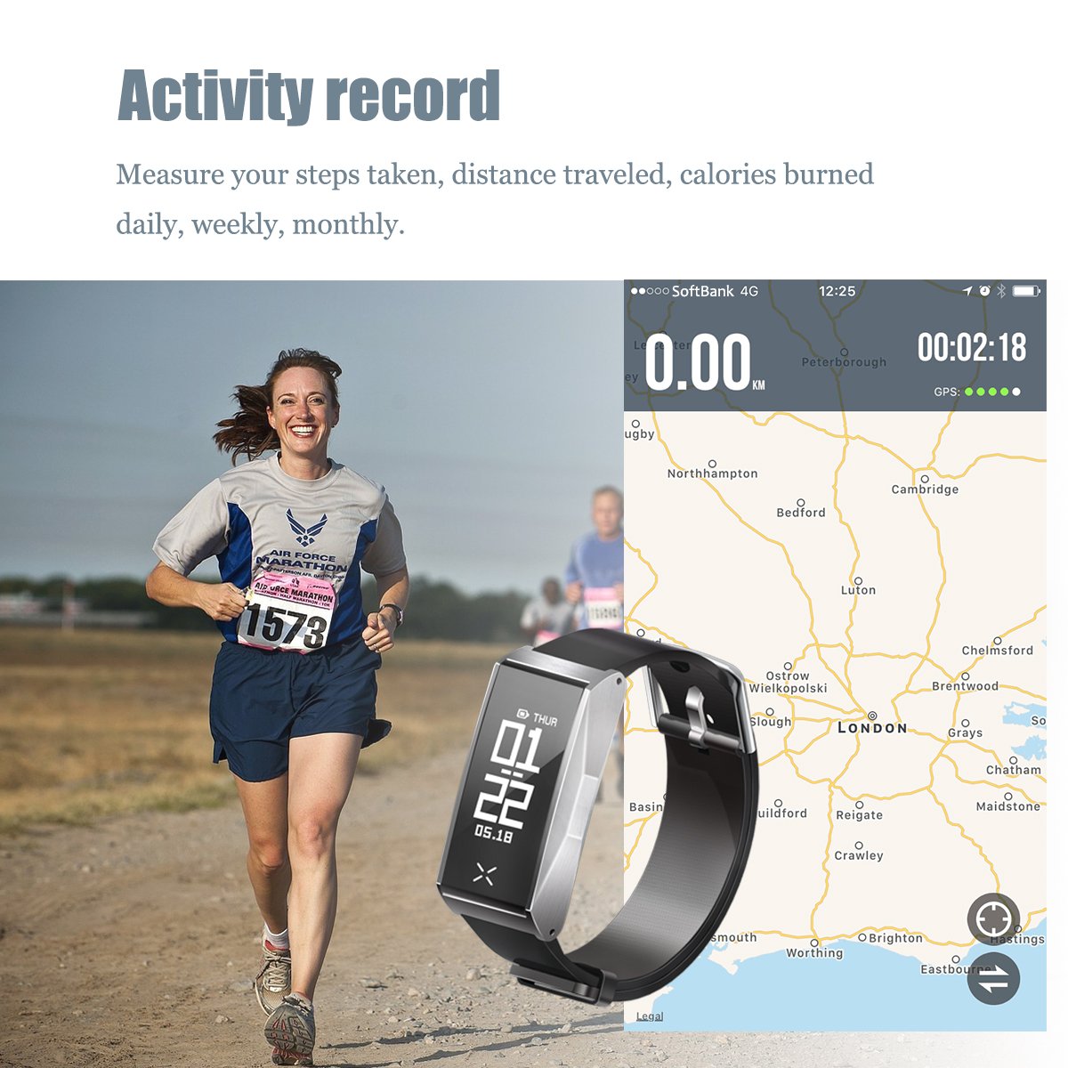 Fitness Tracker, AXESX Fitness Watch Waterproof Activity Tracker with Heart Rate Monitor, Bluetooth Pedometer, Sleep Monitor, Blood Pressure, Calories Counter, Call Remind for iOS & Android, Black