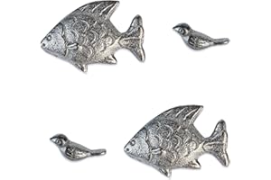 WVD 4 Pcs Cast Iron Fish Bird, Iron Fish Bird Supplements for Cooking, Gentle Dietary Source for Vegan and Athlete, Natural S