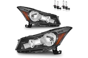 KarSpareHub Headlights W/Bulbs for 2008-2012 Honda Accord 4Dr Headlamp Replacement Driver & Passenger Side, NOT fit coupe models or Crosstour models