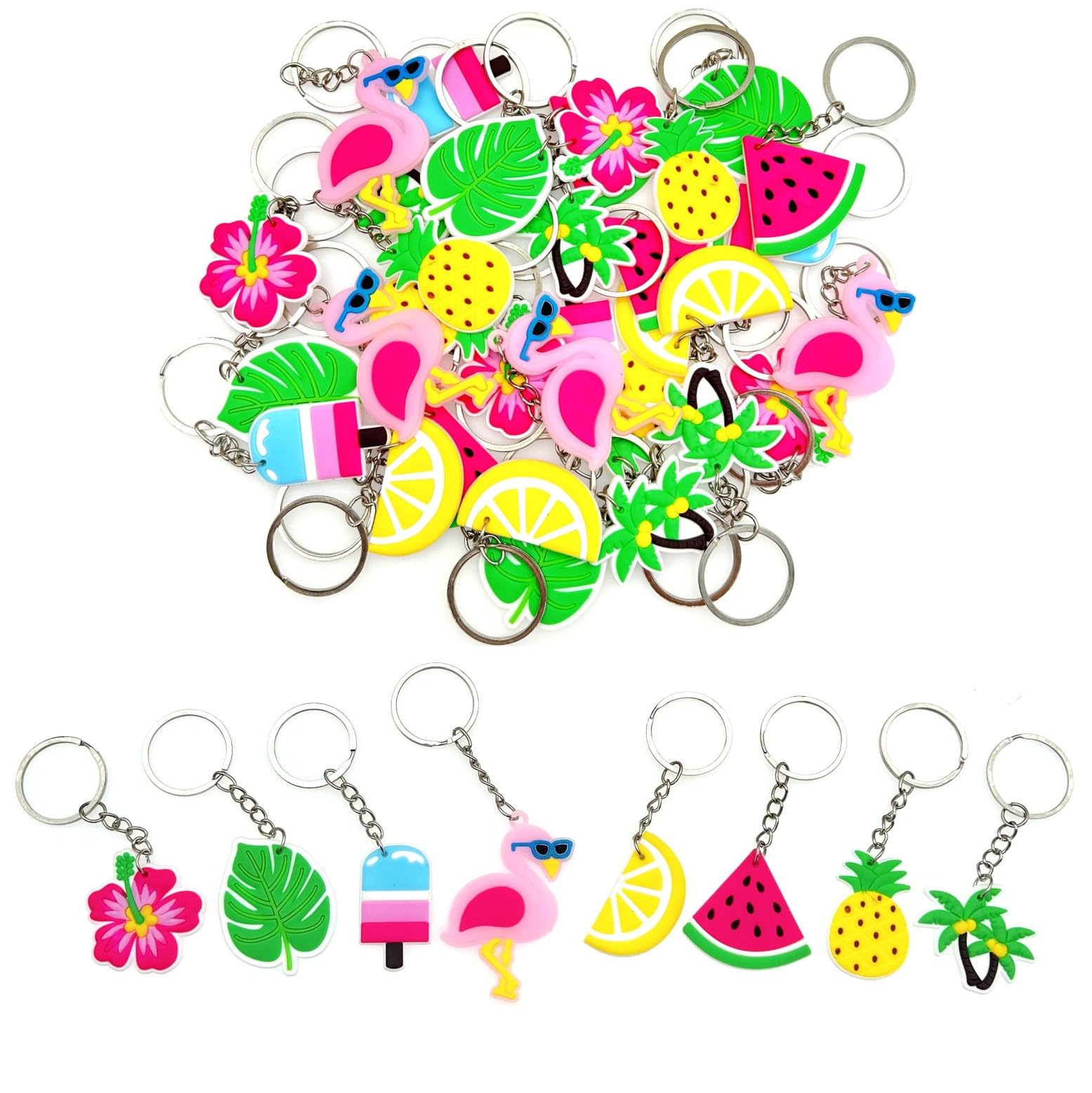 JZK 32x Hawaiian themed keyrings keychains party favors giveaways thankyou gift, Hawaii luau party bag fillers, Hawaiian party decorations accessories, beach wedding party supplies, pool party gift