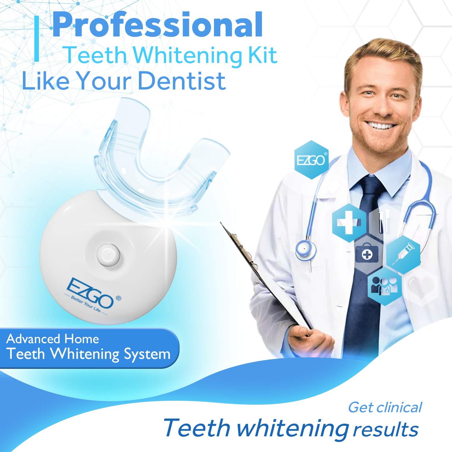 Teeth Whitening Kit with LED Light, 10min Fast-Result Teeth Whitening, Non-Sensitive Teeth Whitener and Teeth Whitening Gel Pen, Carbamide Peroxide Tooth Whitening Remove Stains from Coffee and Soda: Beauty