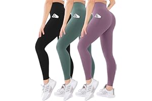 Blisset 3 Pack High Waisted Leggings for Women with Pockets Soft Active Tummy Control Pants for Yoga Running & Daily Wear