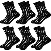 Faytark 6 Pairs Groomsmen Sock Dot Socks Black Soft Cotton Casual Dress Socks for Christmas Gifts Men Grooms Best Man Gifts Wedding Party