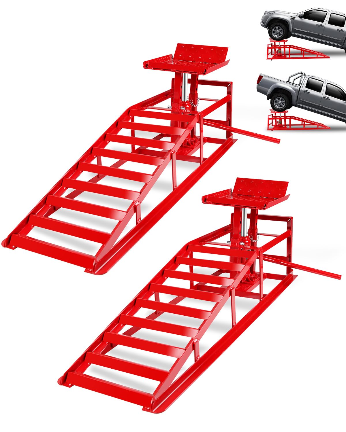 Photo 1 of 2 Pack Hydraulic Car Ramps 5T 11000lbs Low Profile Car Lift Service Ramps Truck Trailer Garage, Height Hydraulic Vehicle Ramps