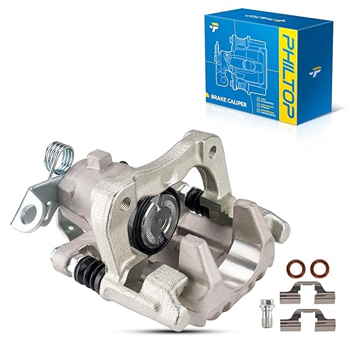 PHILTOP 19B2575 Rear Left Disc Brake Caliper Assembly Fit for Volkswagen Audi for 2001-2004 Jetta, 2000-2006 TT Quattro 2005 Jetta, 2000 Jetta 1.8L, Rear left Driver Side