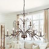 Jaycomey Vintage Farmhouse Chandelier with Crystal