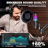 Aokeo Microphone Pop Filter Three-Layer Wind Screen with 360° Gooseneck view 3