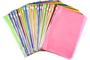 ACDESIGN 24Pcs A5 Binder Pockets 6 Holes Zipper Binder Pouch for Cash,ID Card,Credit Card, 8 Colors